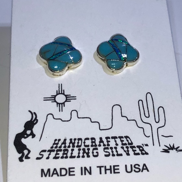 Sterling silver earrings with turquoise - Picture 3 of 6